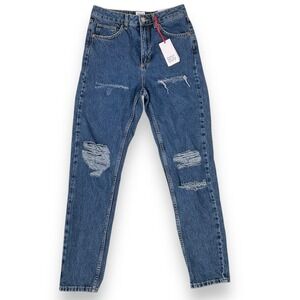 BDG Jeans Women 27x32 (ACTUAL 27x28.5) Blue Ripped Mom Denim NWT